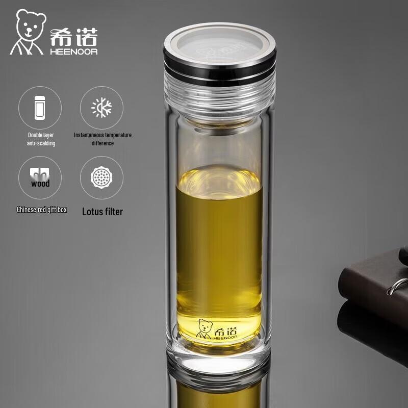 Xino XN-7052 Double-Wall Glass Tea Infuser Bottle 300ML