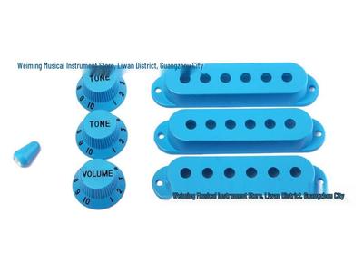 Conjunto de Tampas para Captadores de Guitarra Elétrica Azul-Rosa-Preto: 48/50/52mm com 2 Tons, 1 Volume e Tampas de Botão