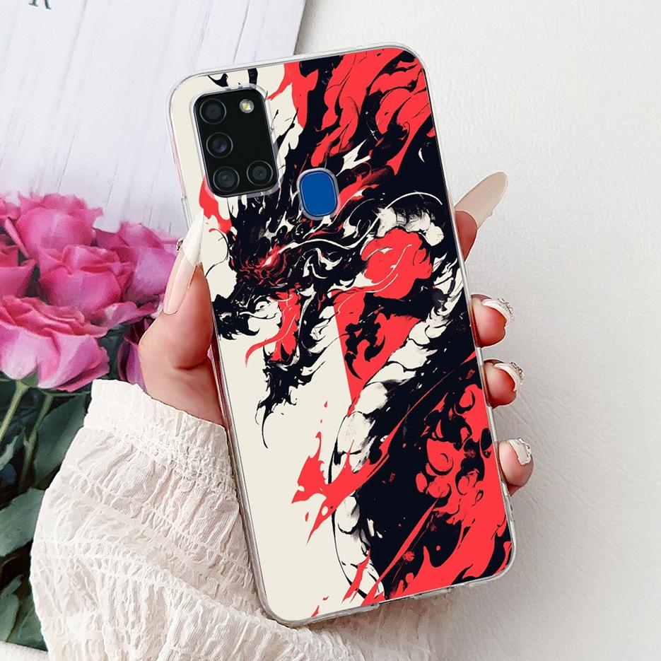 For Samsung Galaxy A21S Case SM-A217F Cute Lucky Koi Painted Cover Soft Slim Phone Case For Samsung A21s A217F Back Cover Bumper