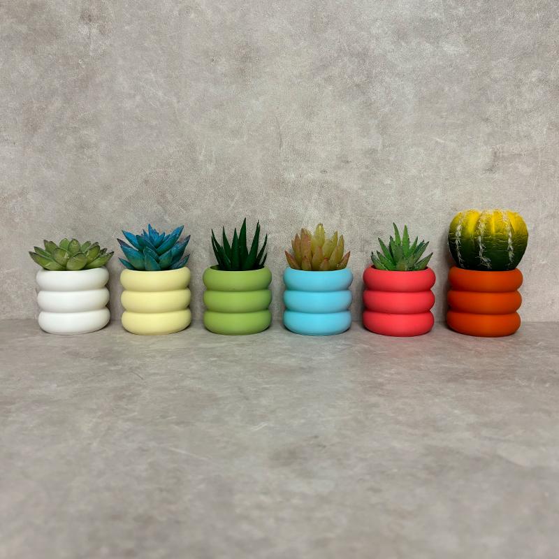 6 kusů/sada Barevné mini květináče Květináč na sukulenty Plastový květináč Stolní ozdoba Domácí dekorace