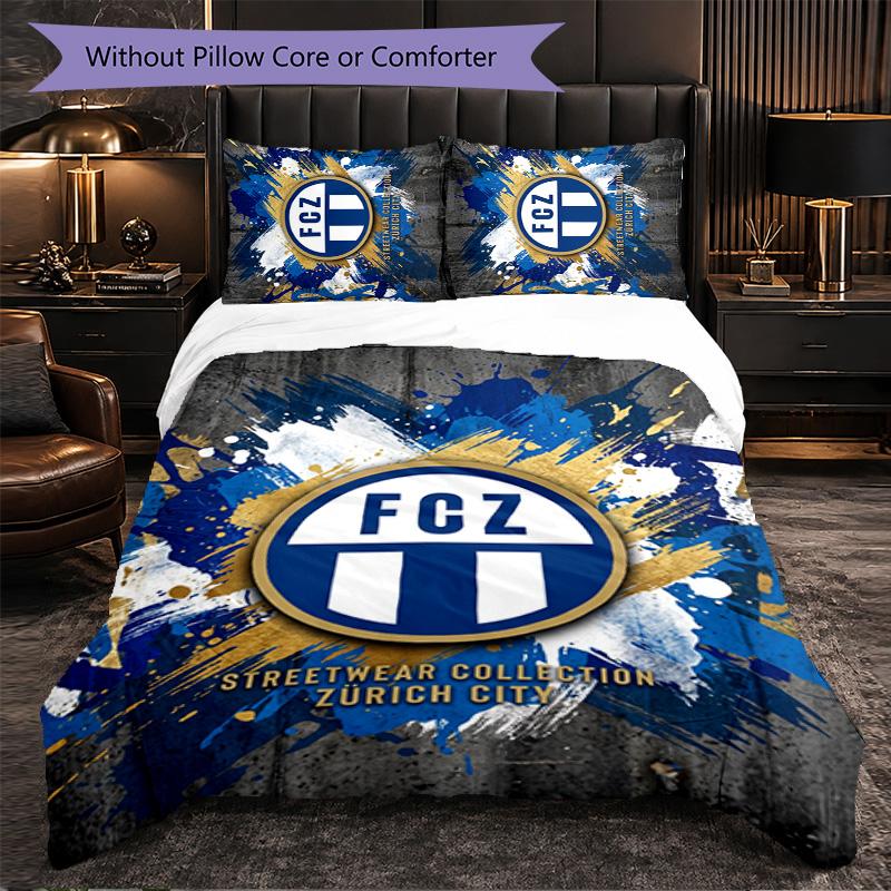 FC Zürich Themed Bedding 3Pcs Duvet Cover Set Decorative Bed Linen For Teen Room Home Decoration