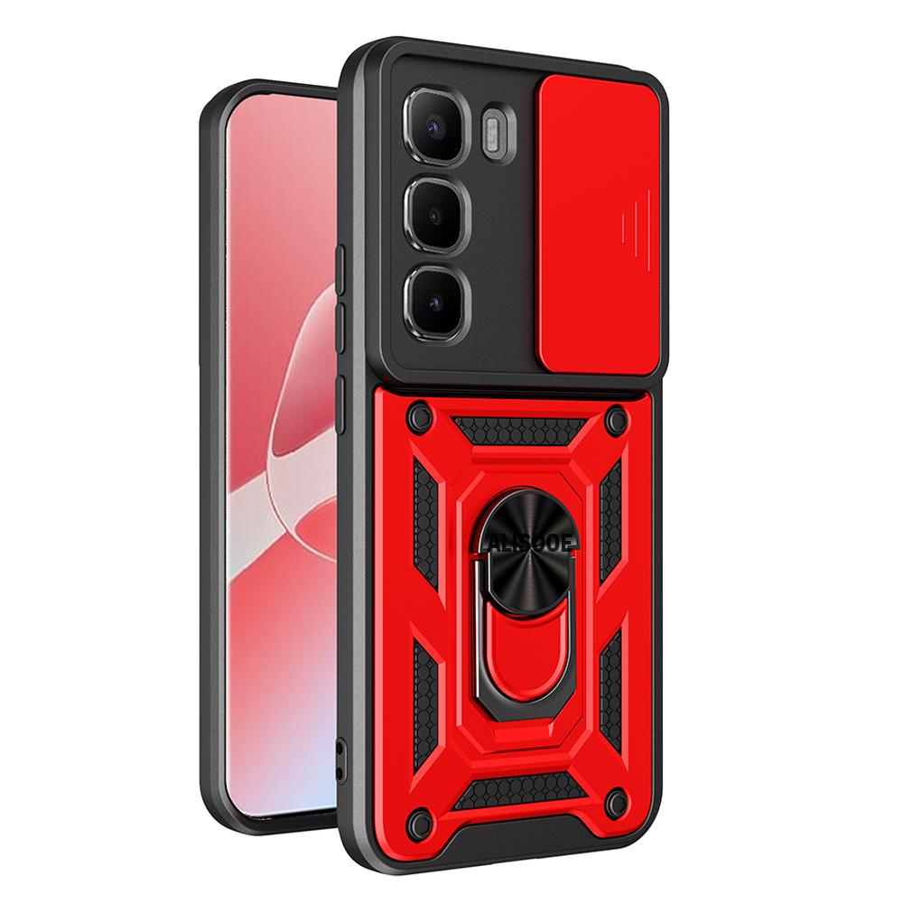 Armor Holder Funda for Infinix Hot 60 Pro Plus 4G Case Cover Slide Camera Protection Ring Stand Shockproof Back Capa Funda