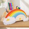Wooden Rainbow Cloud Pen Holder Office Desktop Indoor Creative Crafts Storage Children's Ornament Toys