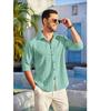Men's Casual Button Down Shirts Long Sleeve Linen Shirt Fashion Textured Beach Summer Shirt