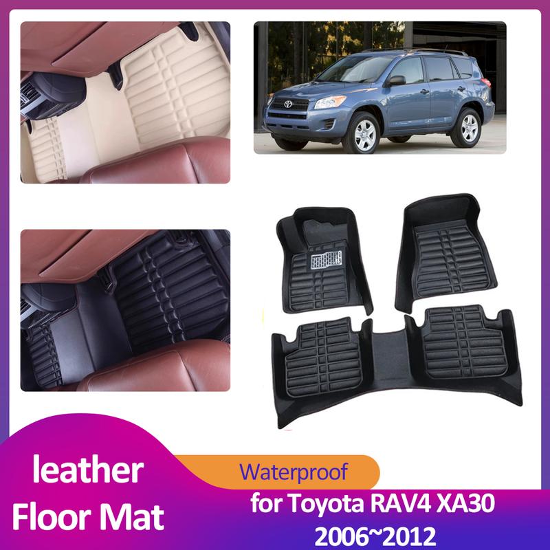 Car Floor Mat for Toyota RAV4 XA30 2006~2012 2007 Waterproof Leather Foot Inner Liner Carpet Pad Cover Rug Accessories