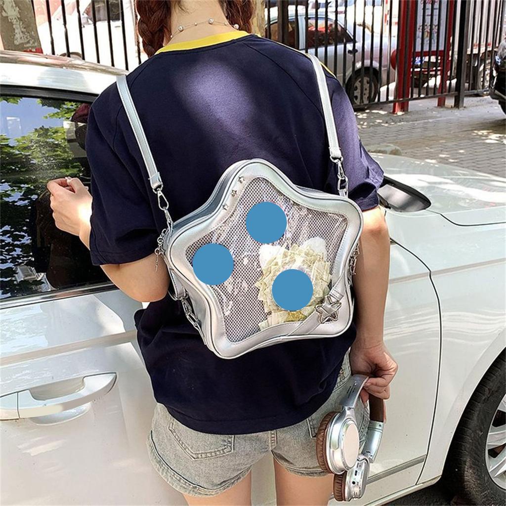 Sternförmige Ita-Tasche Mehrzweck-Rucksack Umhängetasche Schultertaschen für Anime-Ausstellung PU-Leder Tagesrucksack Satchels