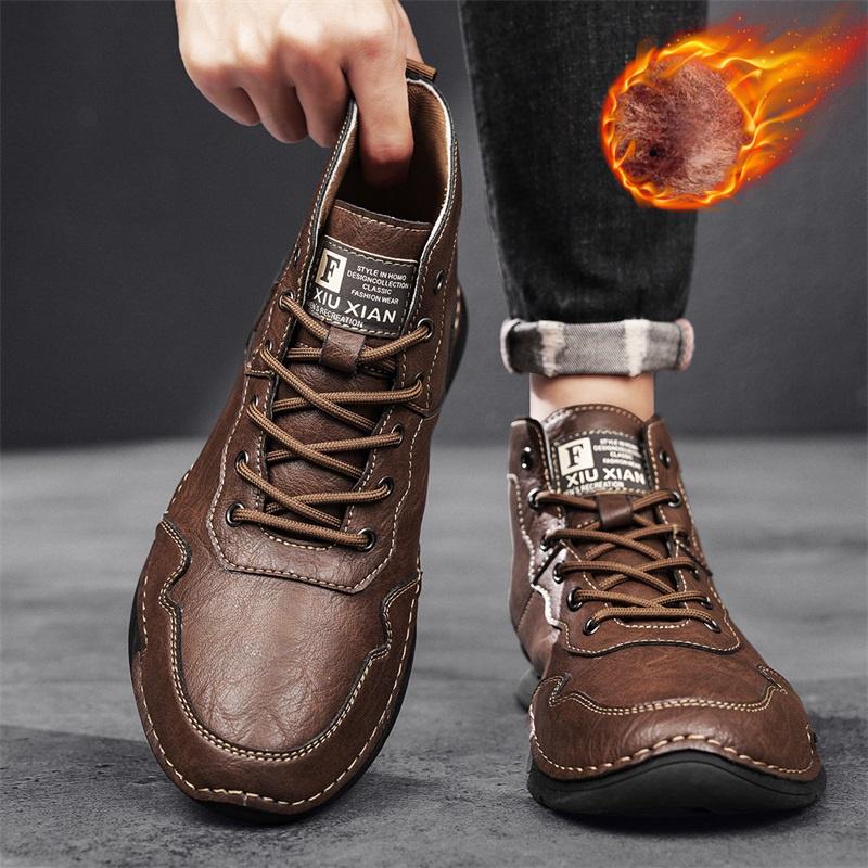 High-top Handmade Large Size Casual Shoes Men's Pigskin Retro Casual Shoes Large Size Casual Shoes Lightweight Ankle Boots