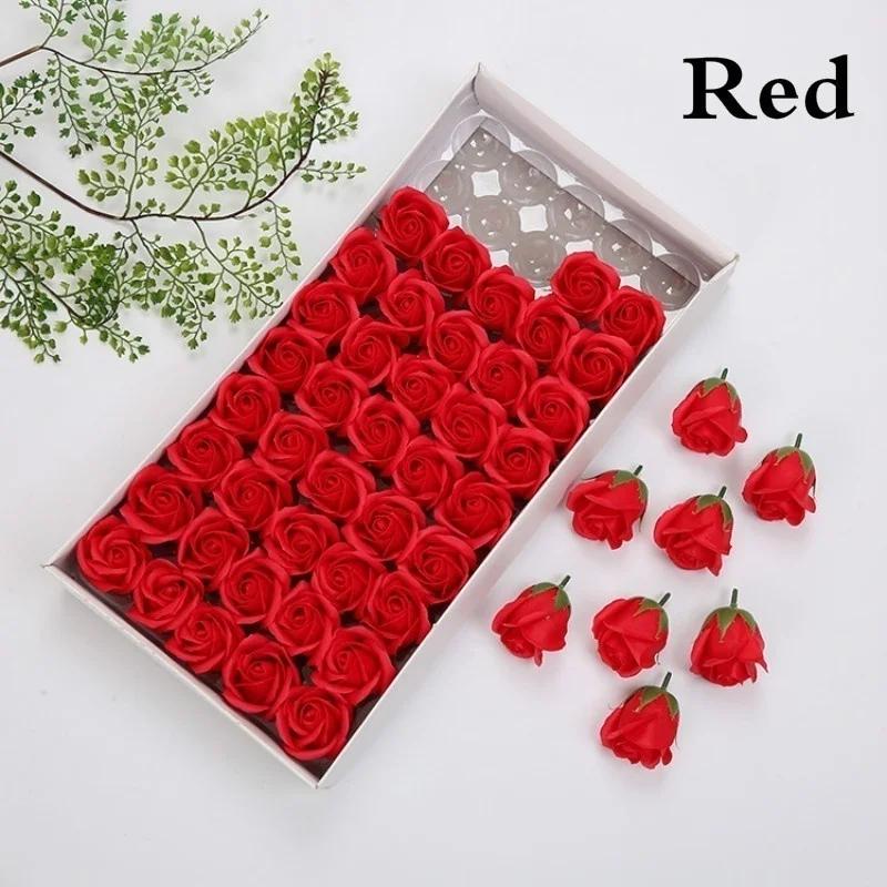 50pcs/box Soap Rose Heads Romantic Wedding Valentine's Day Gift Wedding Banquet Home Decoration Holding Flowers