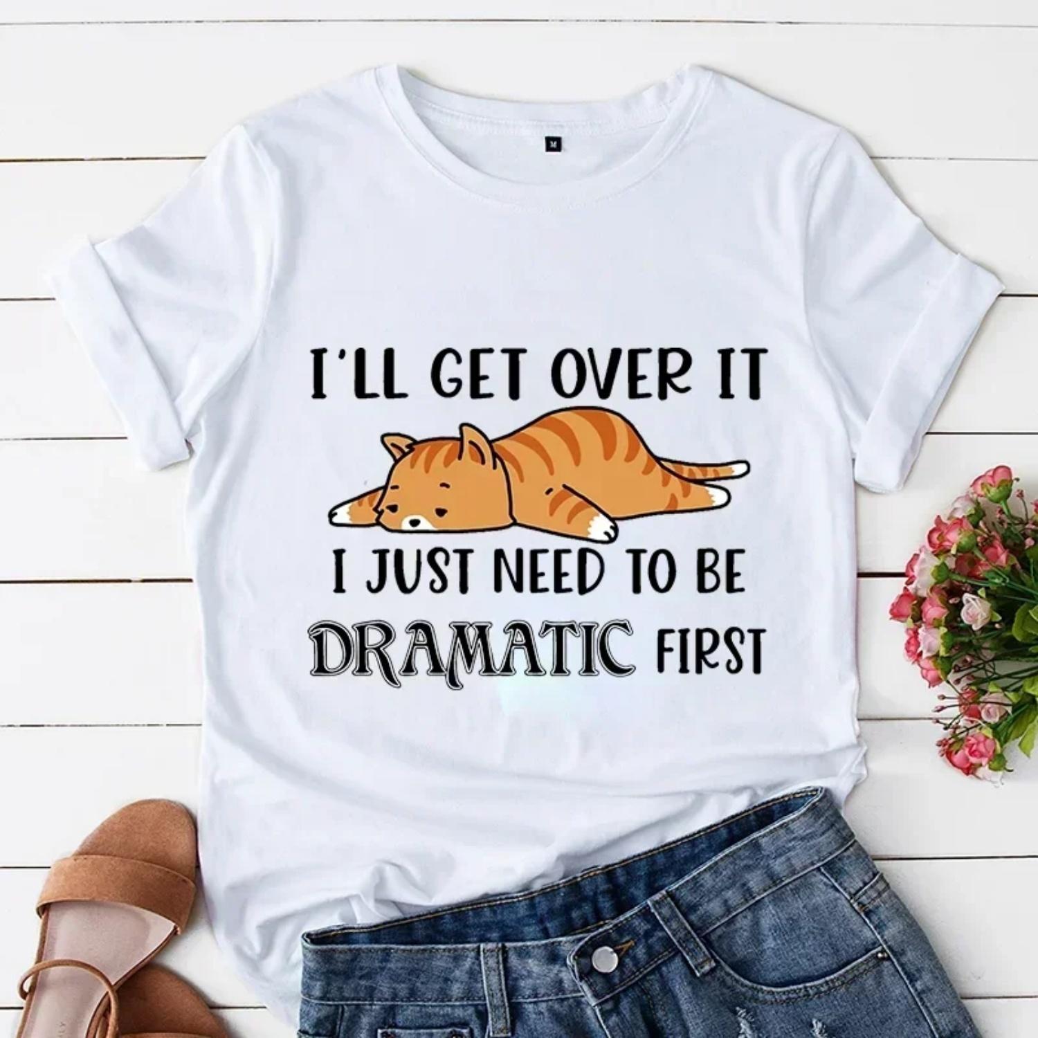 

Cartoon Tees Vintage Tops Women New Trend Tshirts Sleepy Ginger Women Clothing Dramatic Funny T-Shirts Kittens XXXXXL білий