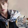 Burgundy small square scarf silk scarf women's spring, autumn and summer professional matching shirt neck protection scarf hair band tulle scarf scarf