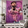 Wall Hanging Tapestry With Custom Name & Text, Lionel Messi Decorative Tapestry For Bedroom