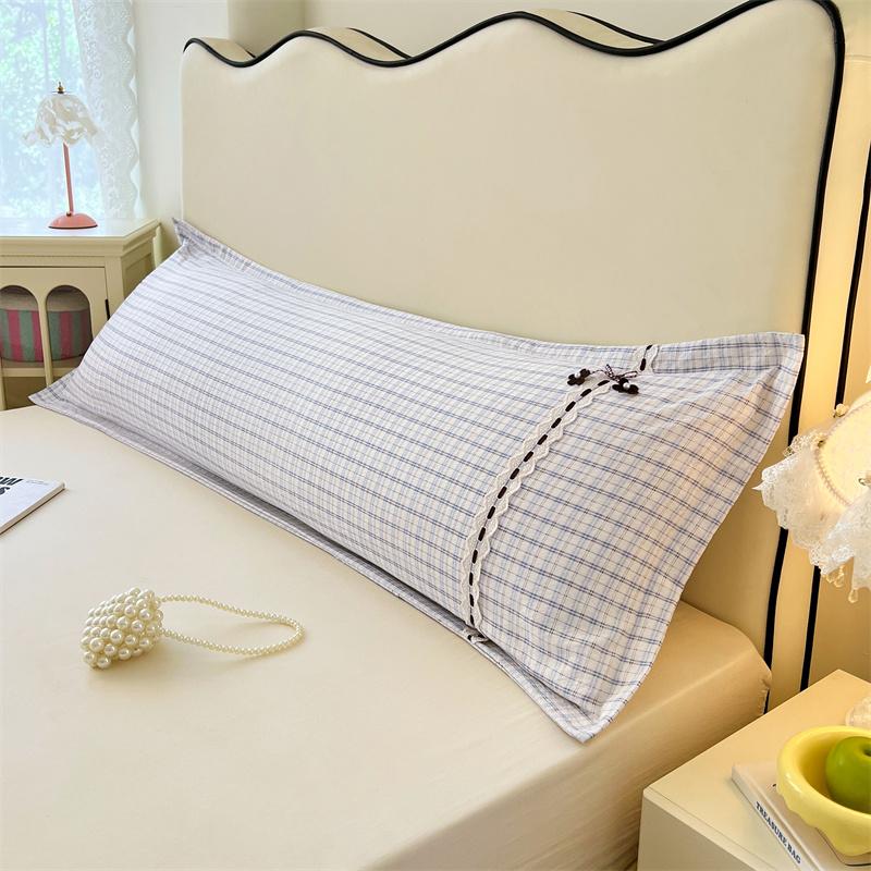 Romantic Bedding Pillowcase 1.2/1.5/1.8 Meters Long Lace Pillows Case Grid Print Bedding for Lovers Wedding Pillows