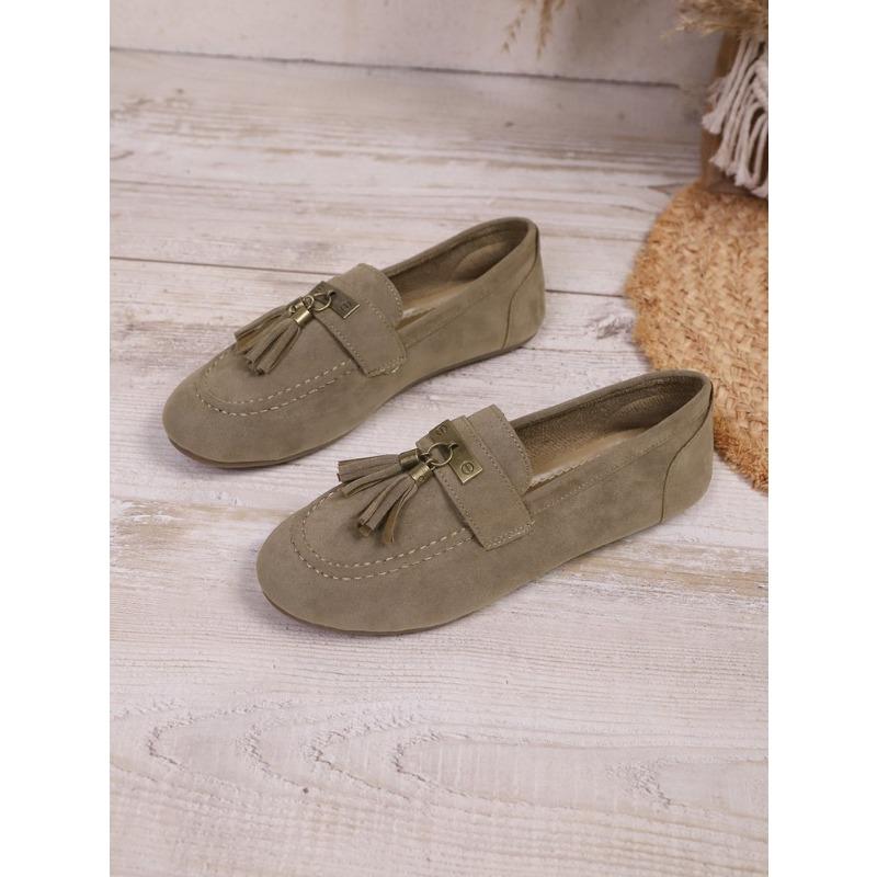 Damen Übergröße Quasten Einfarbig Flache Slipper Neue Herbst Leichte Bequeme Slip-On Schuhe