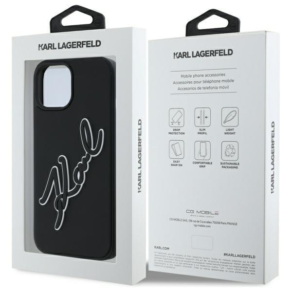Karl Lagerfeld Klhcp15S3Drksdlk Iphone   15 6.1 Czarny/Black Hardcase 3D Rubber Signature