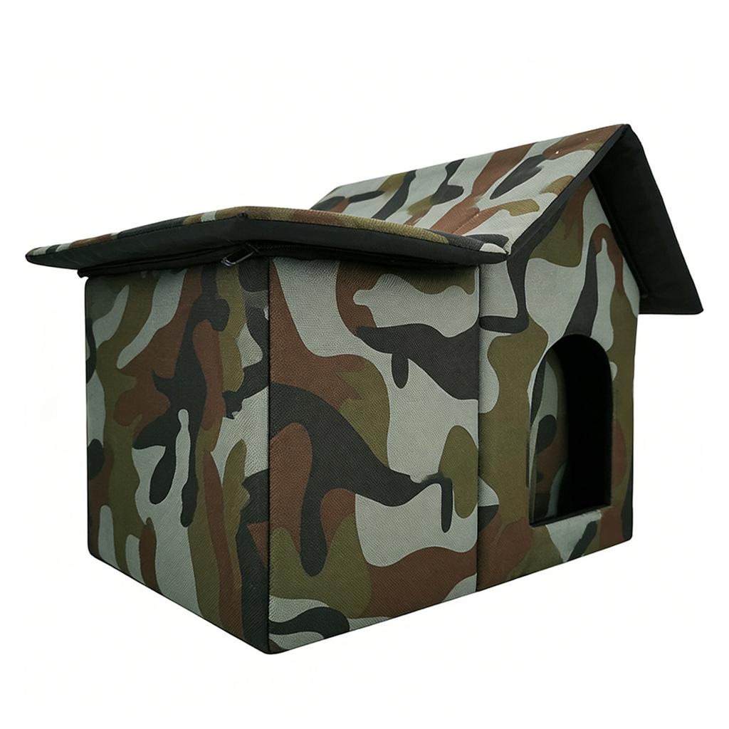 Insulated Outdoor Cat House Waterproofing Large Space Foldable Cat Bed Kitty Shelter for Garage Porch Barn