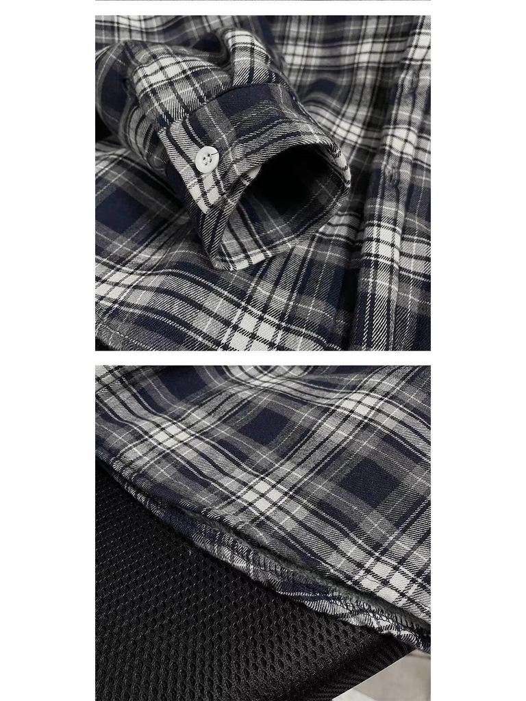 Camisa Xadrez Masculina Forrada com Lã - Jaqueta Casual Retrô de Manga Comprida para Outono/Inverno