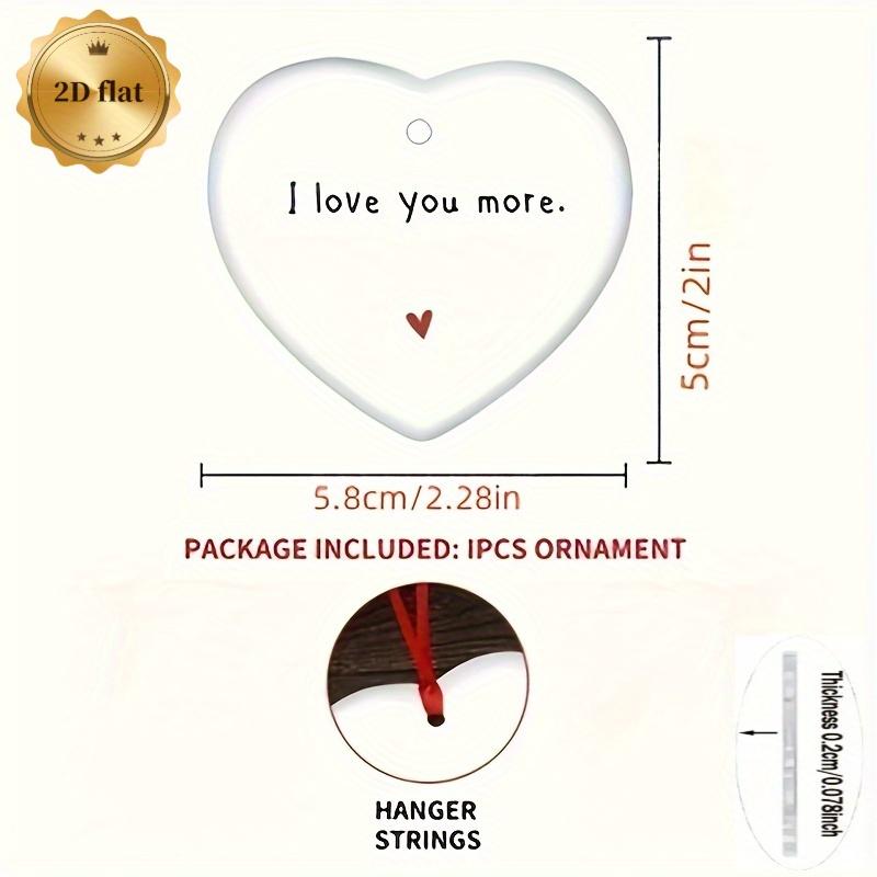 1pc 2D Flat Elegant Acrylic Heart Pendant - "I Love You More" Valentine'S Day, Christmas & Anniversary Romantic Decoration