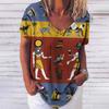 Summer T Shirt For Women 3d Fashion Geometric Print V Neck Short Sleeve Basic Tops Streetwear Casual Oversized Female Clothing