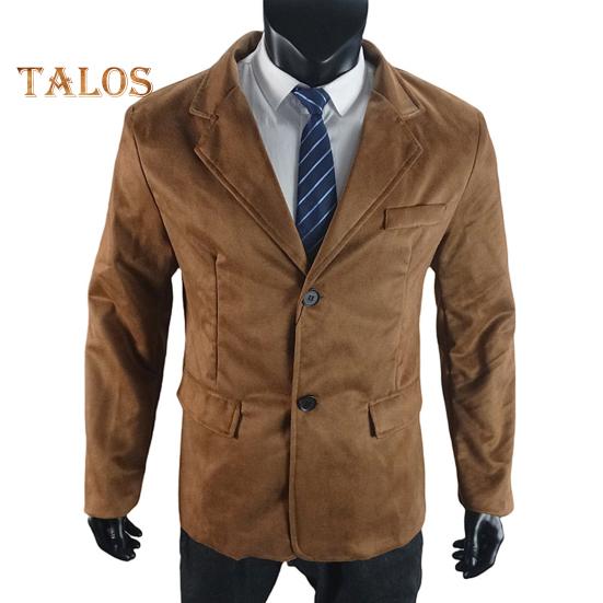 Casual Suit Coat Lapel Long Sleeve Two-Button Regular Fit Suit Jacket with Flap Pockets Short Plush Business Outerwear