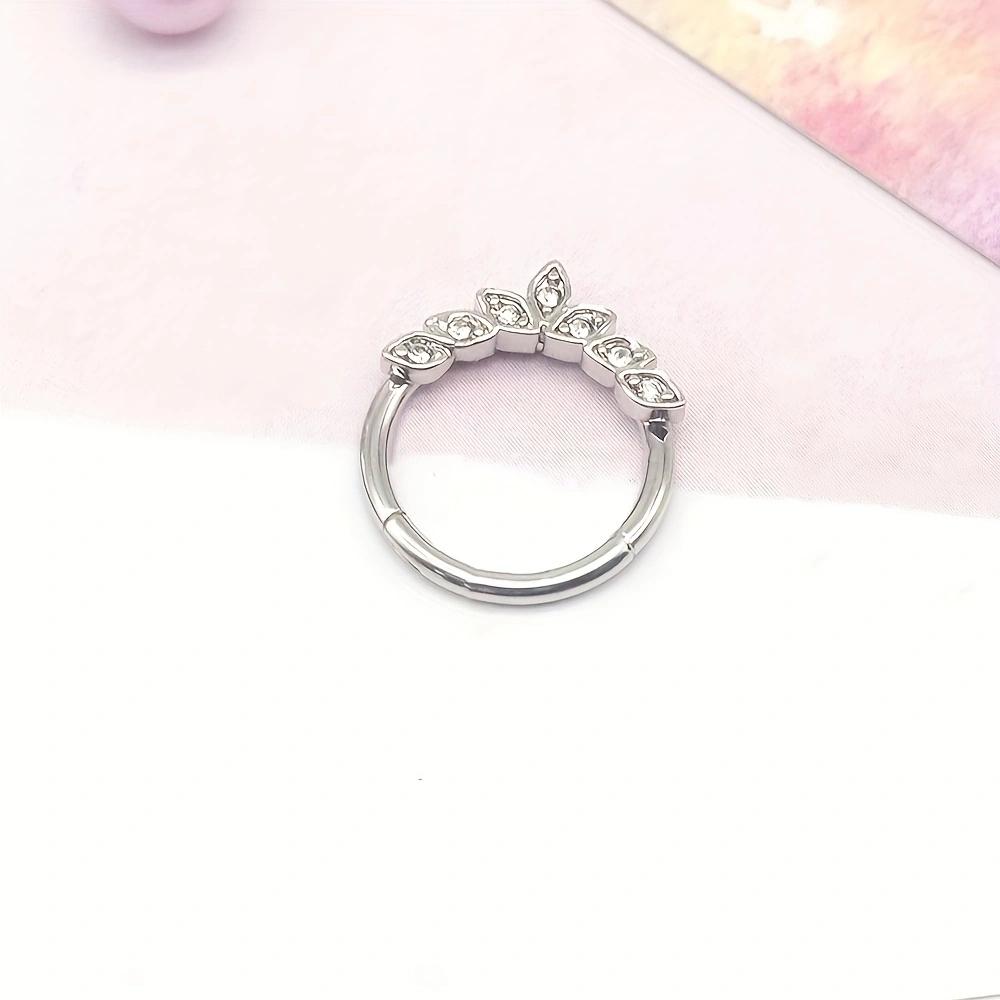 Gold Plated Stainless Steel Nose Ring Synthetic Zircon Septum Piercing Jewelry For Everyday Wear Gift