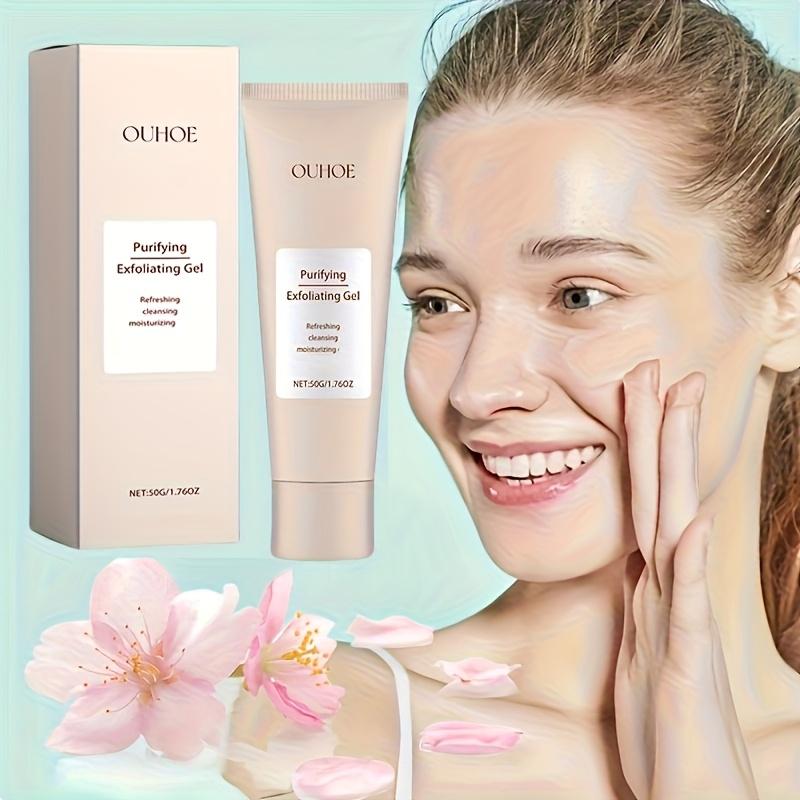 OUHOE Plant Extracts Exfoliating Gel 50g, Gentle Physical Scrubbing Particles, Moisturizing Formula Deep Cleansing, Daily Facial Cleansing