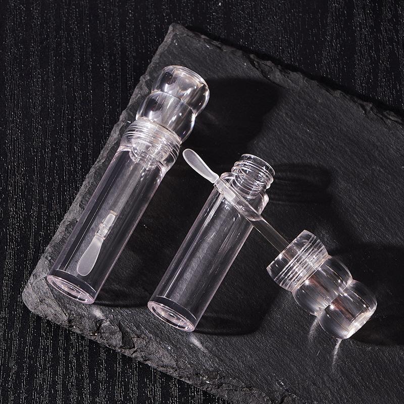 Transparent 3ML Refillable Empty Lipgloss Tubes 1/5Pcs with Soft Silicone Brush for Portable Travel Cosmetic Use