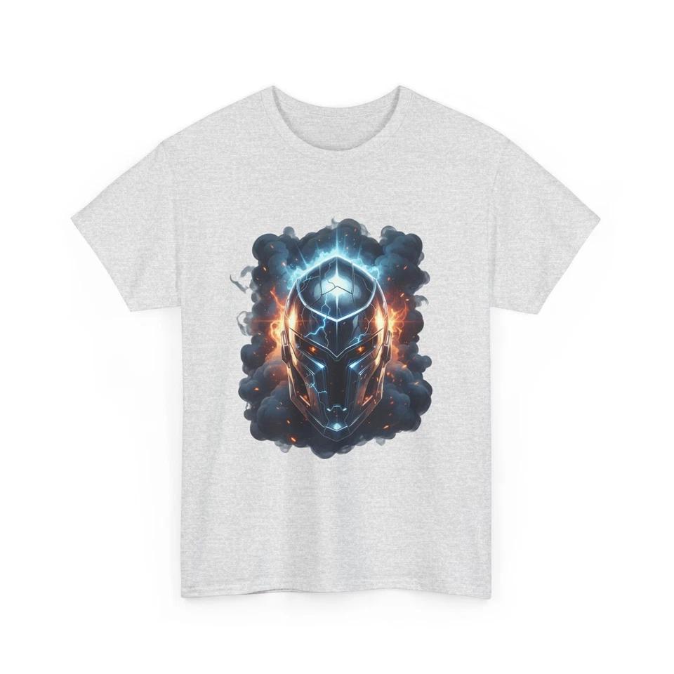 Futuristic Neon Cyber Knight T-Shirt | Cyber Armor Smoke Graphic Cotton 3D Shirt S