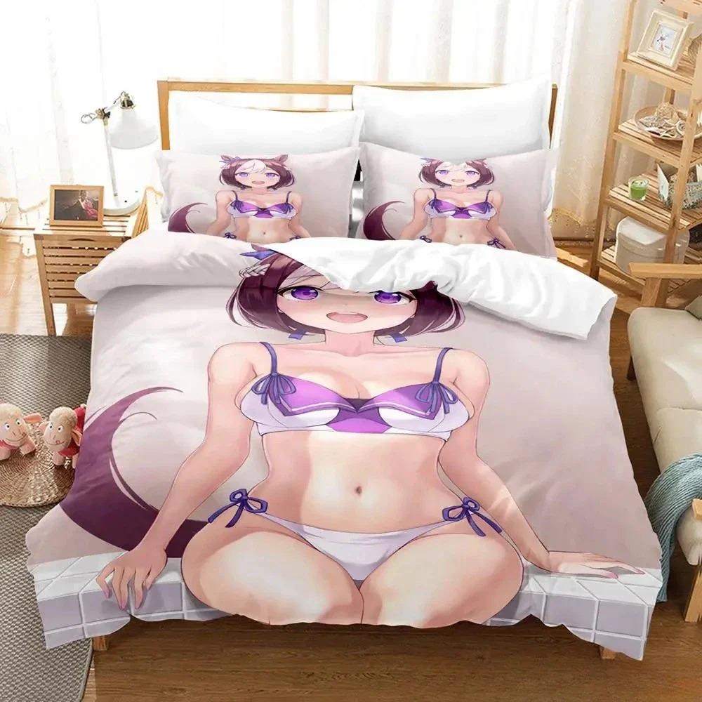 Kawaii Pretty Derby Bedding Set Single Twin Full Queen King Size Bed Set Adult Kid Bedroom Duvet Cover Sets 3D Print Anime Bed