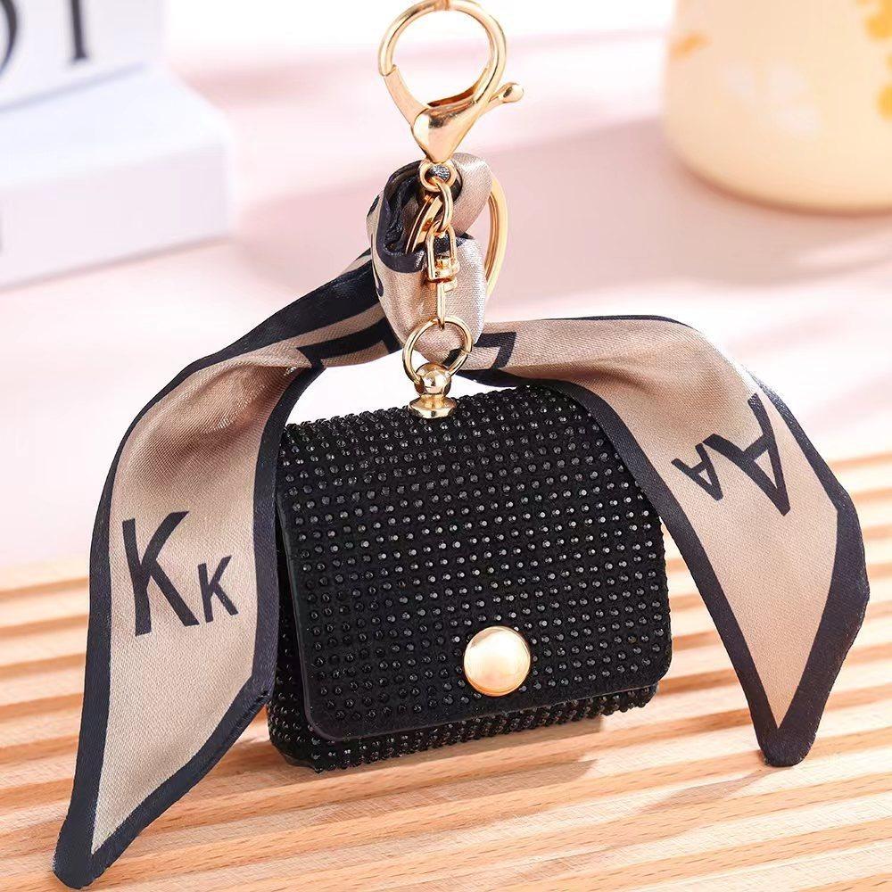 Shiny Diamond Mini Coin Purse Key Chain Lipstick Bag with Flap Storage Bag Portable Travel Makeup Bag Earphone Bag Mom Gift