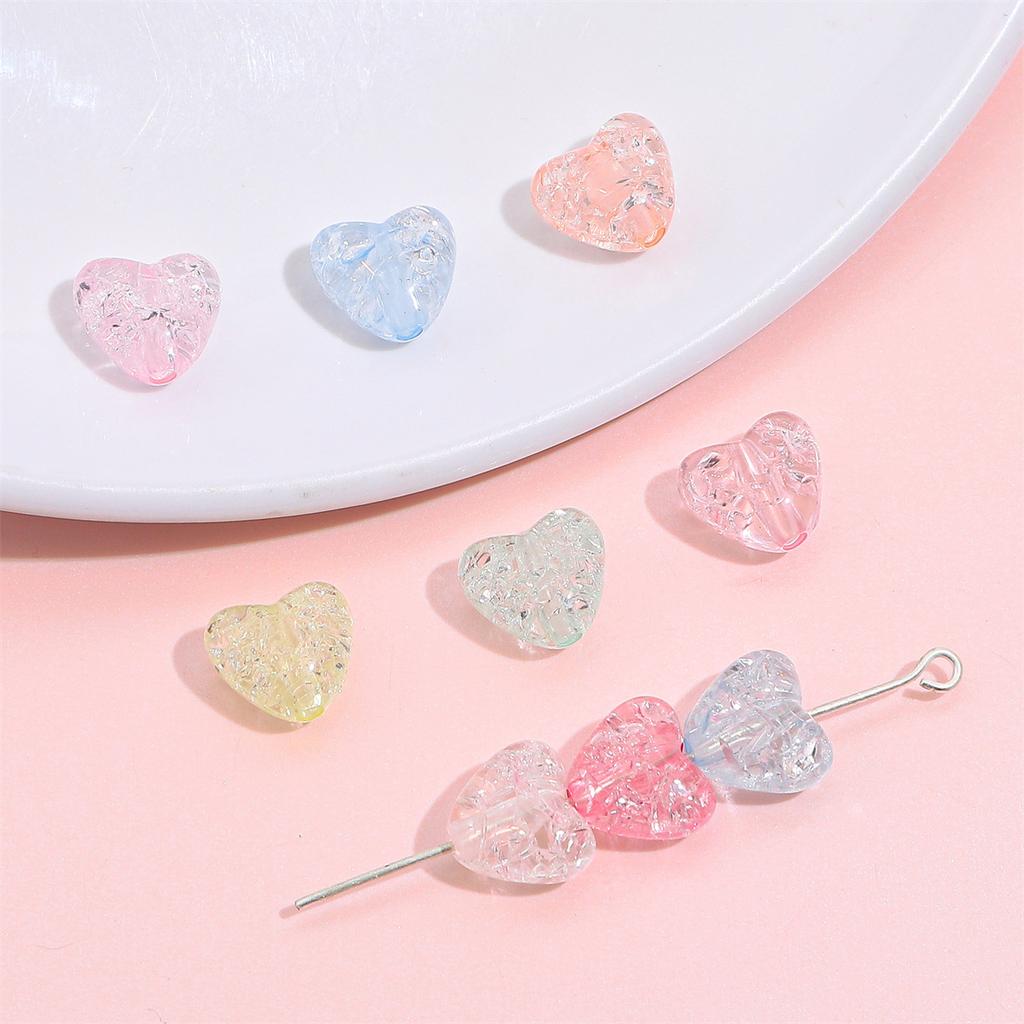 TX23 70pcs 10x9mm Candy Color Petite Acrylic Minimalist Inner Peach Heart Charm Bead DIY Handmade Jewelry Bracelet Accessories