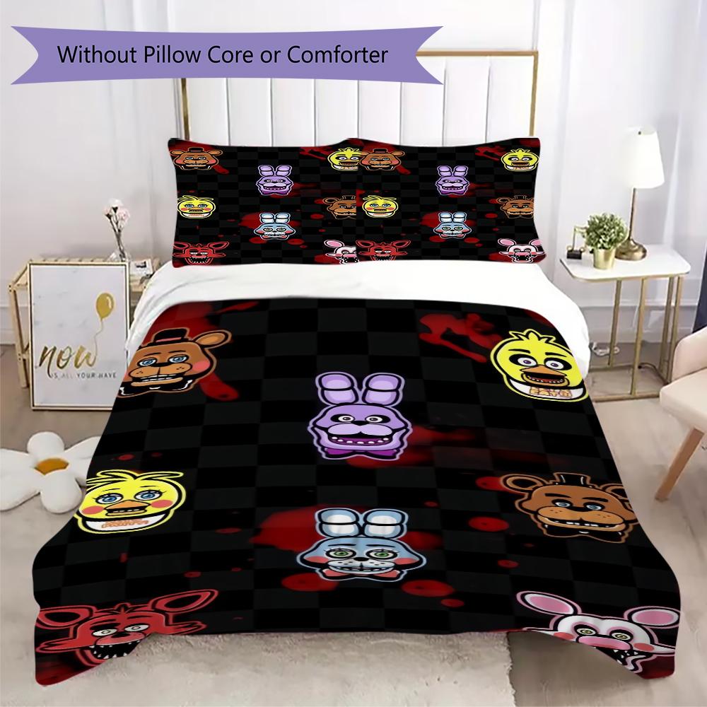 Five Creepy Nights Freddy'S Bedding Without Core 1 Duvet Cover 2 Pillowcase Without Core Soft And Comfortable Christmas Birthday Gift