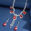 Diamond Drop Stud Earrings Necklace Set Retro Temperament Fashion Light Luxury Collarbone Chain Elegant Necklace Women