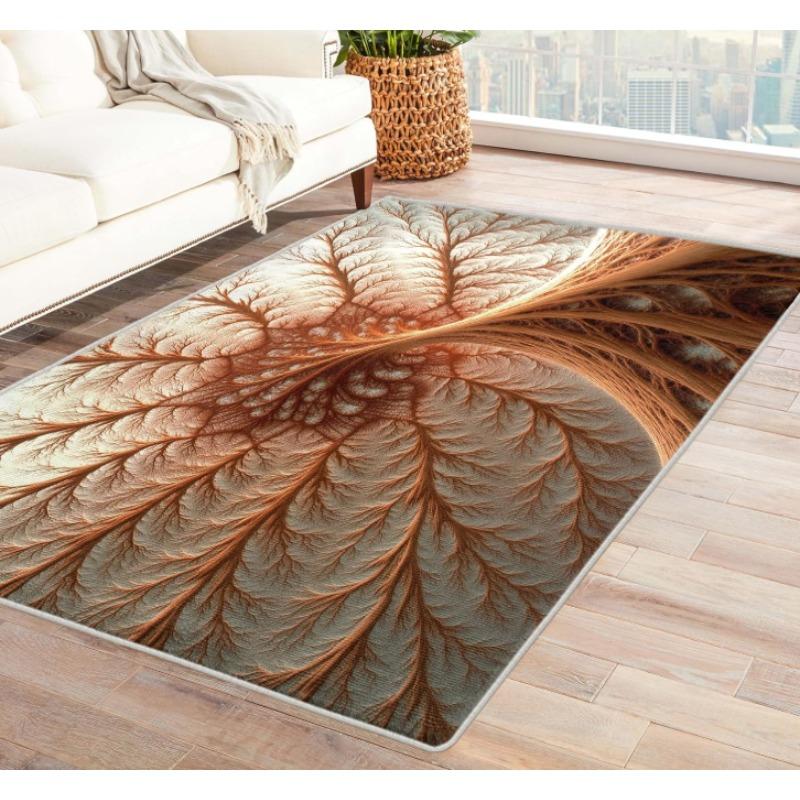 Natural Wood Grain Pattern Carpet Warm Brown Beige Color Tree Rings Design Cozy Home Decor Rug for Living Room Floor