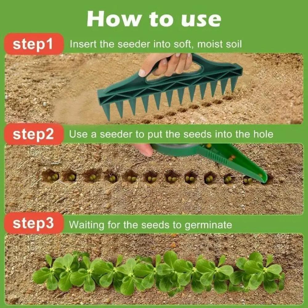 Hand Press Garden Seeder Tool 12 Cavity Fast Planting Dibber for Vegetables Flowers Efficient Soil Loosening Planter Aid Seeder