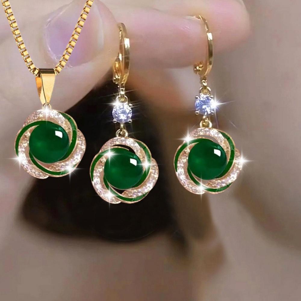 Jewelry Set For Women Lightweight Pearl Necklace Earrings Set Zircon Flower Jewelry Elegant Rhinestone Pearl Jewelry Set