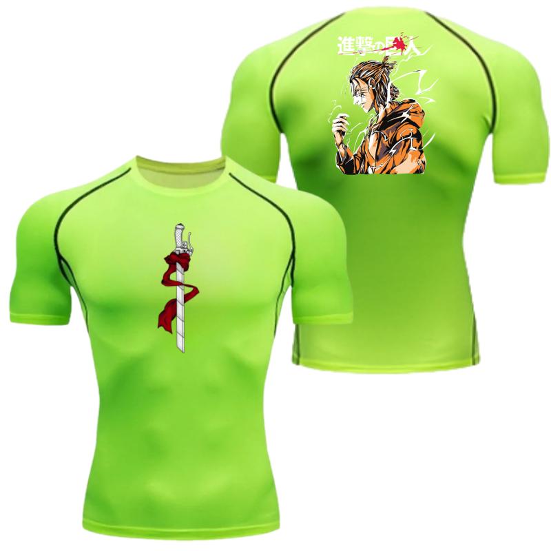 Men Summer Athletic Compression T-Shirt Breathable QuickDry HighElasticity Short SleeveTee with Bold Stationed Corps Graphic Gym XXXL