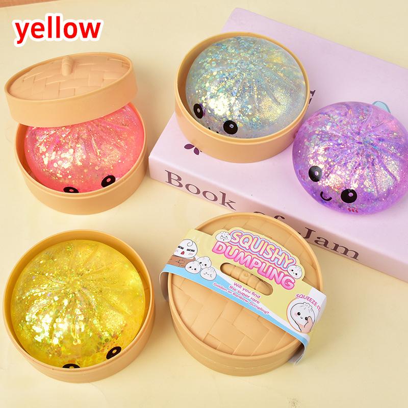Smiling Crystal Steamed Bun Squishy Decoration Rainbow Rebound Simulated Food Stress Relief Model Home Office Figurines Kid Gift