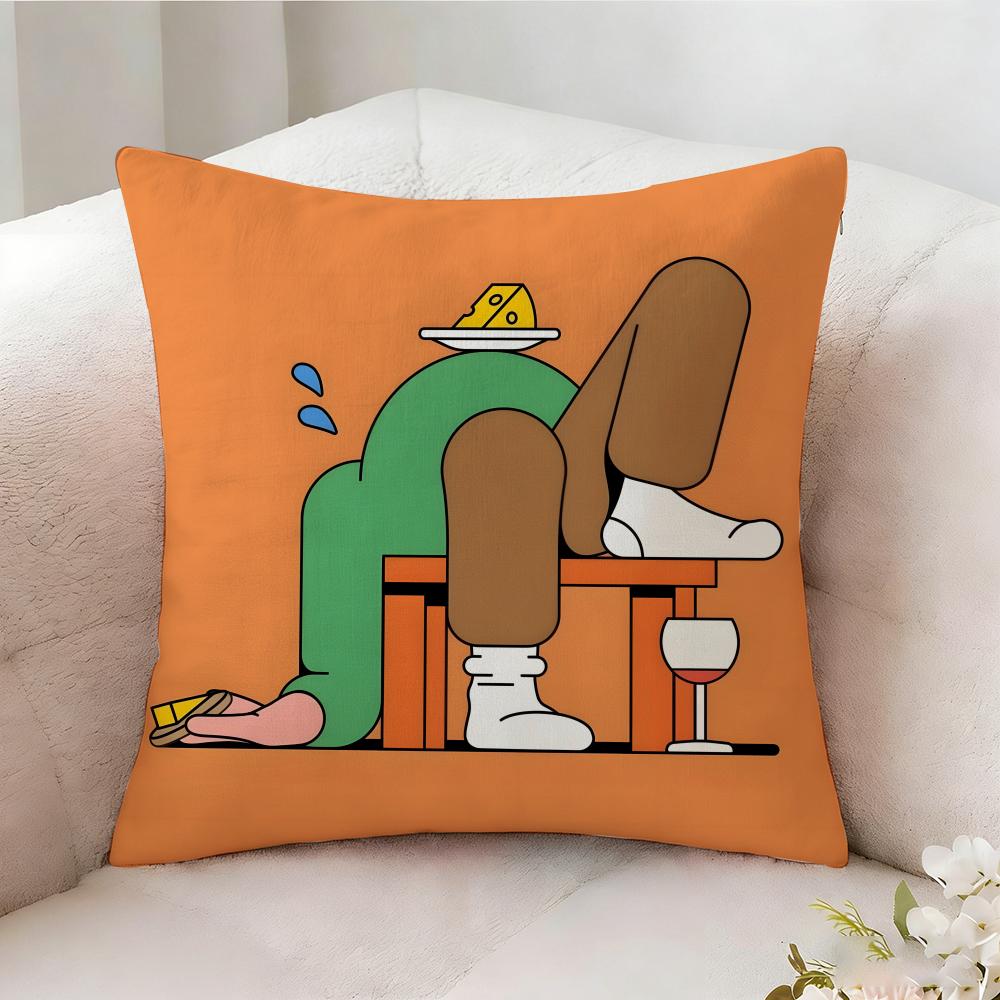 Emotional Illustration Pillow Case Pillowcase Doublesided Printed Sofa Cushion Bedroom Headboard Pillow
