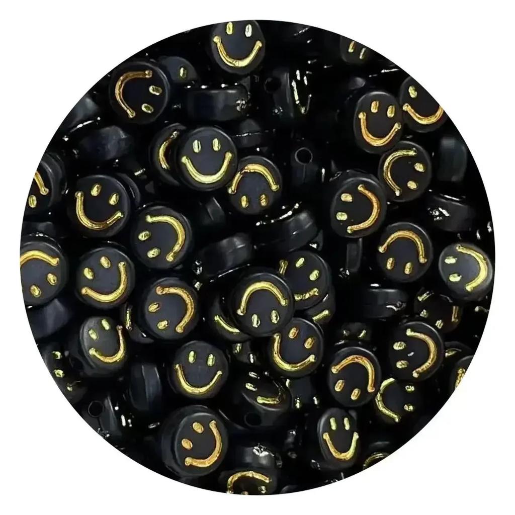 100-500PCS Mixed Colorful Acrylic Happy Face Beads Acrylic Smiling Face Spacer Beads for Bracelet Necklace DIY Jewelry Making