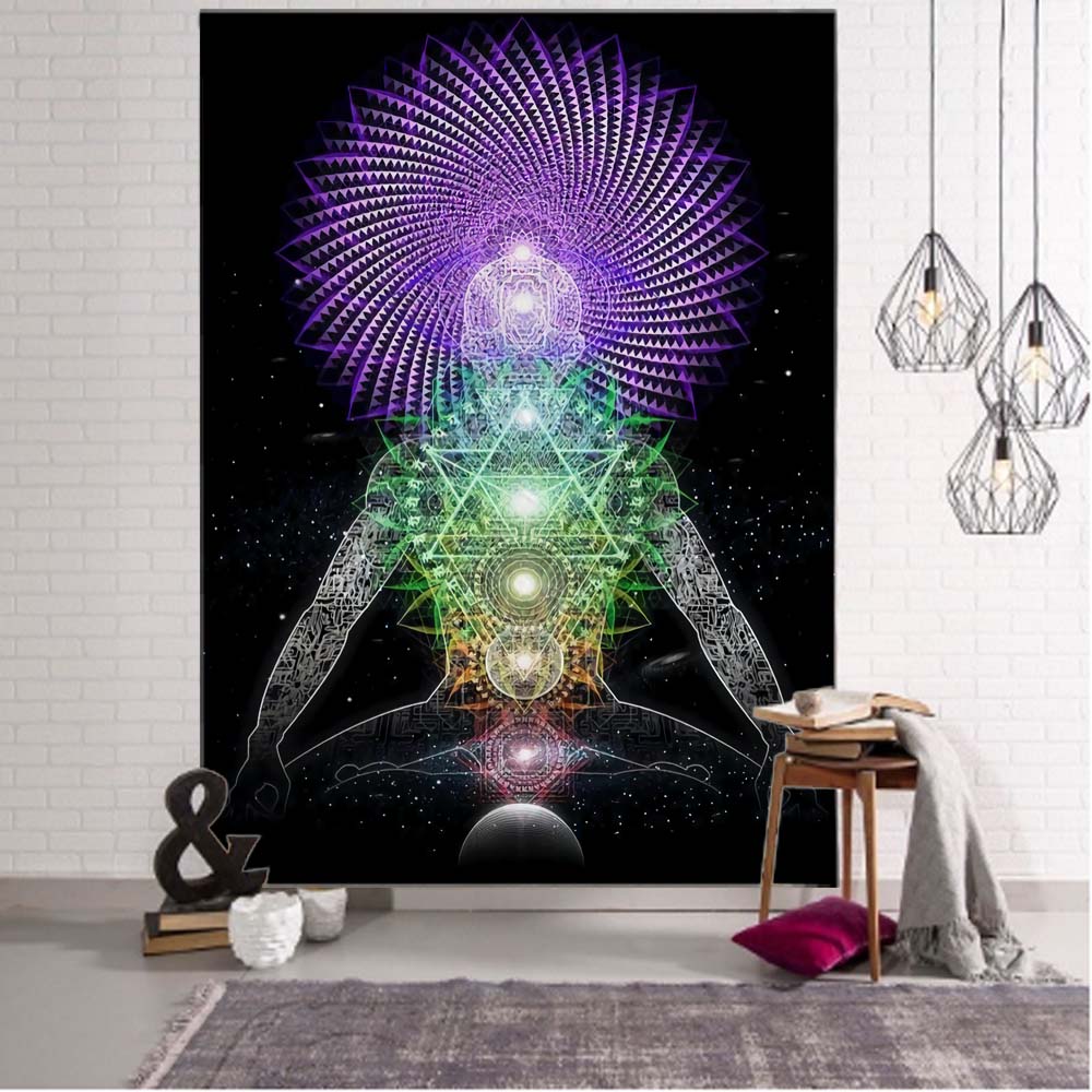 VIKAMA Psychedelic Wind Mushroom Tapestry Fadeproof Scifi Wall Wall Hanging Game Room Escape Room Music Festival Wall Tapestry