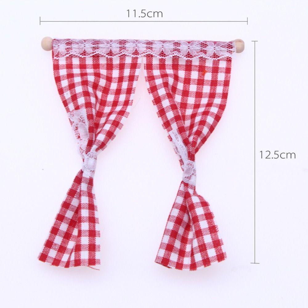 Flower Curtain Dollhouse Decor Accessories 1/12 Scale Miniature Pink Curtain  Kids