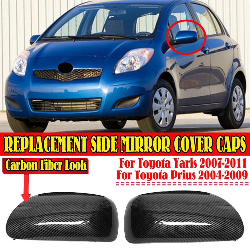2pcs Side Mirror Cover Trim For Toyota Yaris 2007 2008 2009 2010 2011 Prius 2004-2009 Mirrors Carbon Fiber Car Rearview Mirror