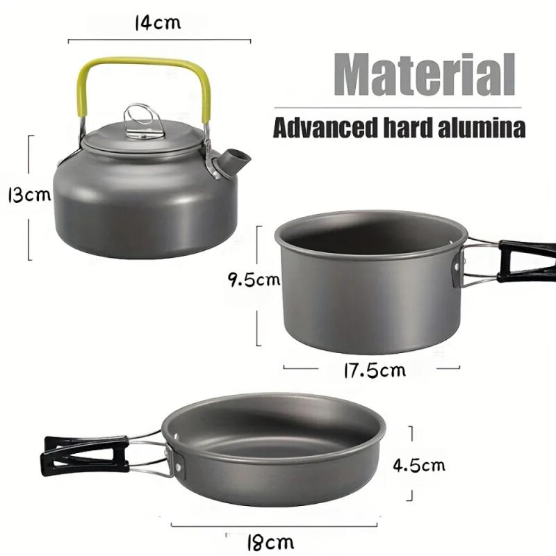 Outdoor Camping Cookware Set For 2-3 People, Lightweight Folding Pot Combination, Suitable For Outdoor Picnics And Hiking Trips