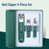 In-Stock Anti-Splash Green 4-Piece Carbon Steel Manicure & Pedicure Nail Clipper Set