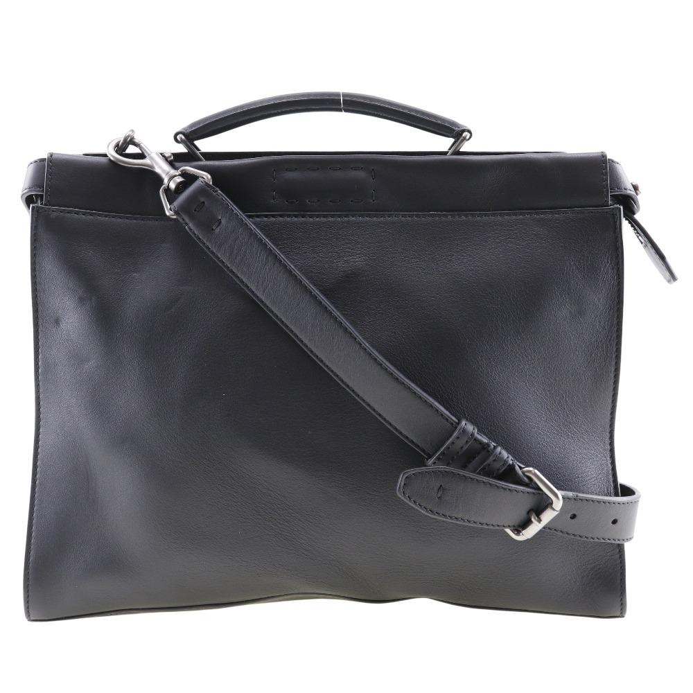 Fendi Peekaboo Business Bag Ceria 2WAYShoulder Black Calfskin Mens Used