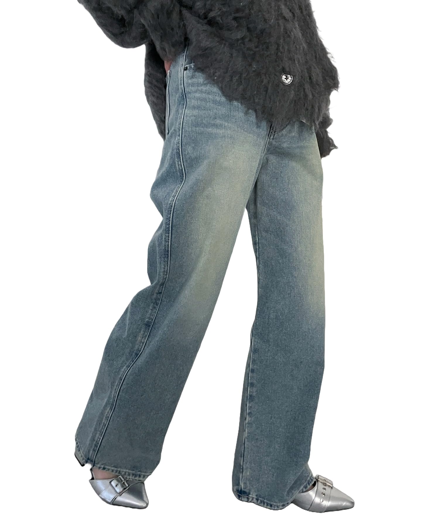 

WEGO Деним Деним Длинный Тип размера B Легкая джинсовая отделка Женские брюки прямого кроя, Джинсы, Низ, Брюки, Простой, Повседневный, Стильный, Подарок, Классический,