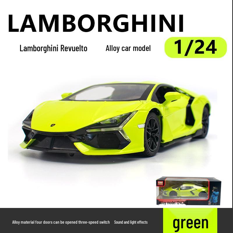 

1:24 Игрушечная машинка Lamborghini Aventador Revuelto со звуком и светом, инерционный механизм, для детской коллекции.