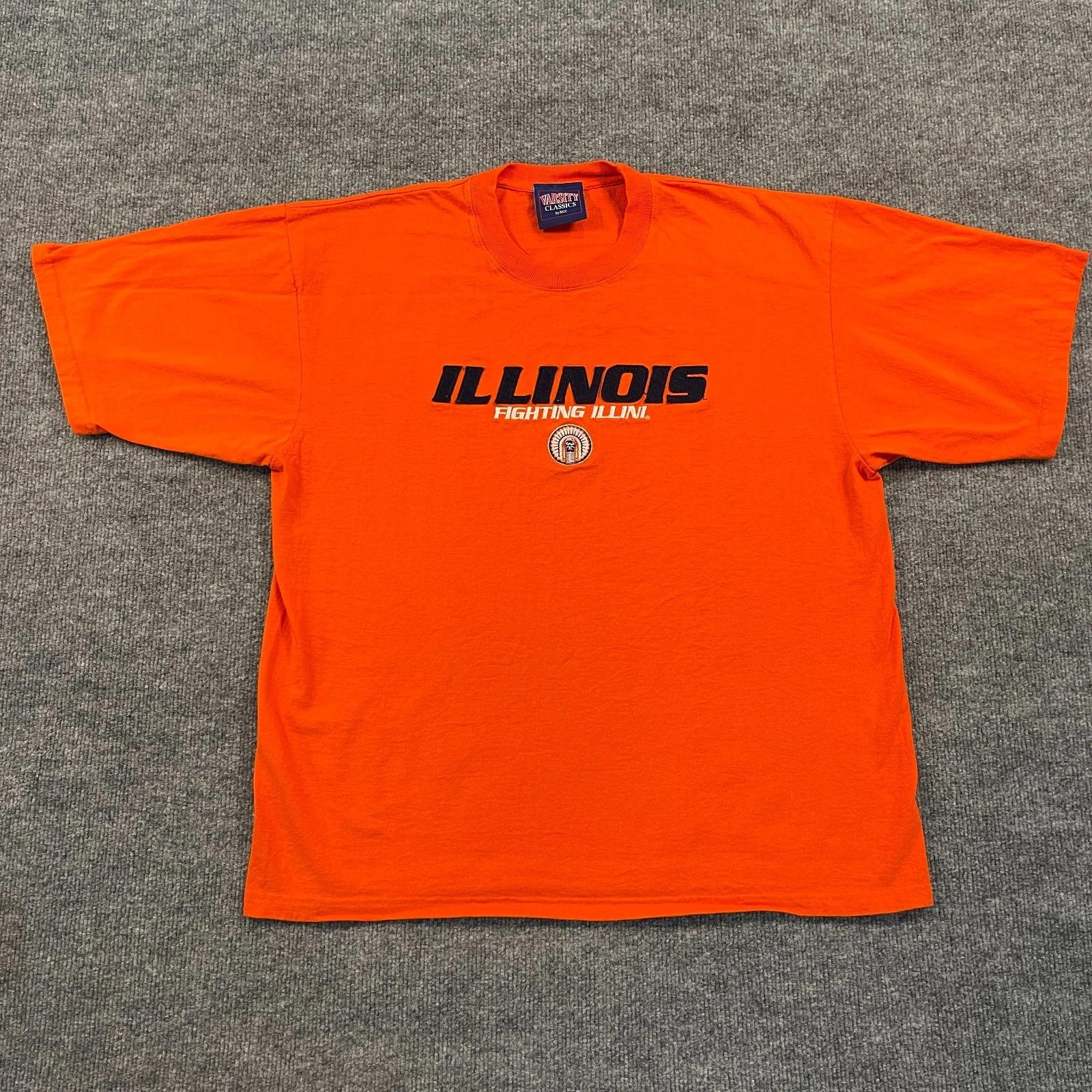 

Vintage 90s Illinois Fighting Illini Embroidered Shirt XL 23x27 Orange XL
