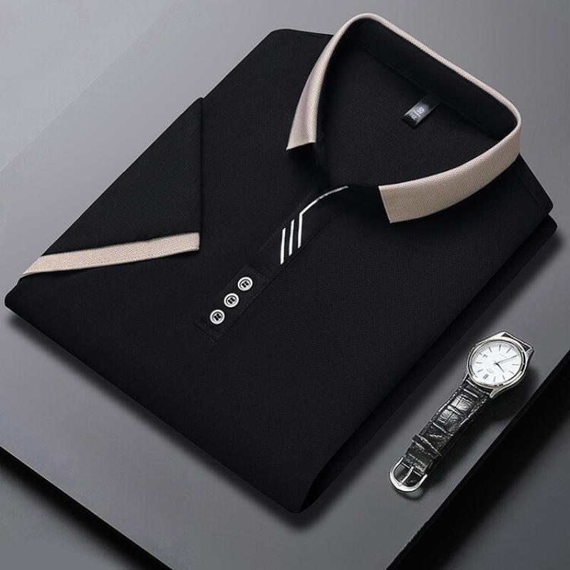Men'S Short-Sleeve T-Shirt Summer Scissor Collar Casual Youth Men'S Solid Color Half-Sleeve Polo Shirt
