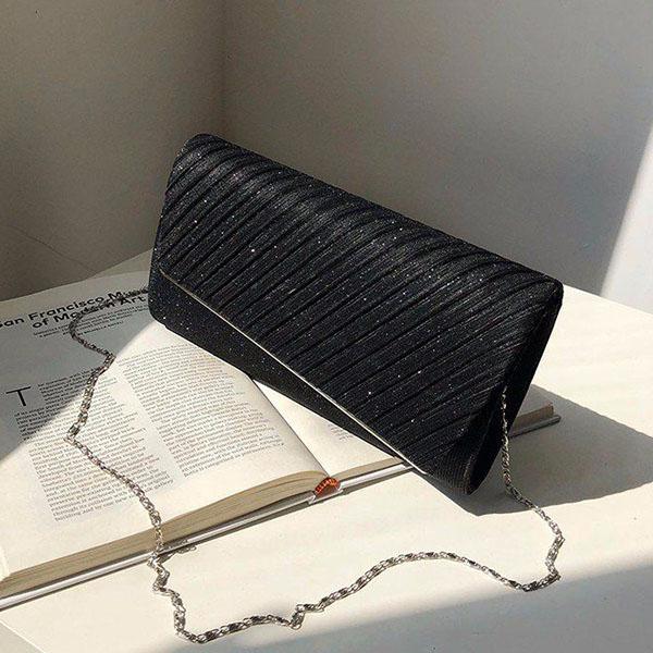 Women's Simple Single Shoulder Bag Versatile Chain Small Square Bag Long Party Solid Color Elegant Hand Bag